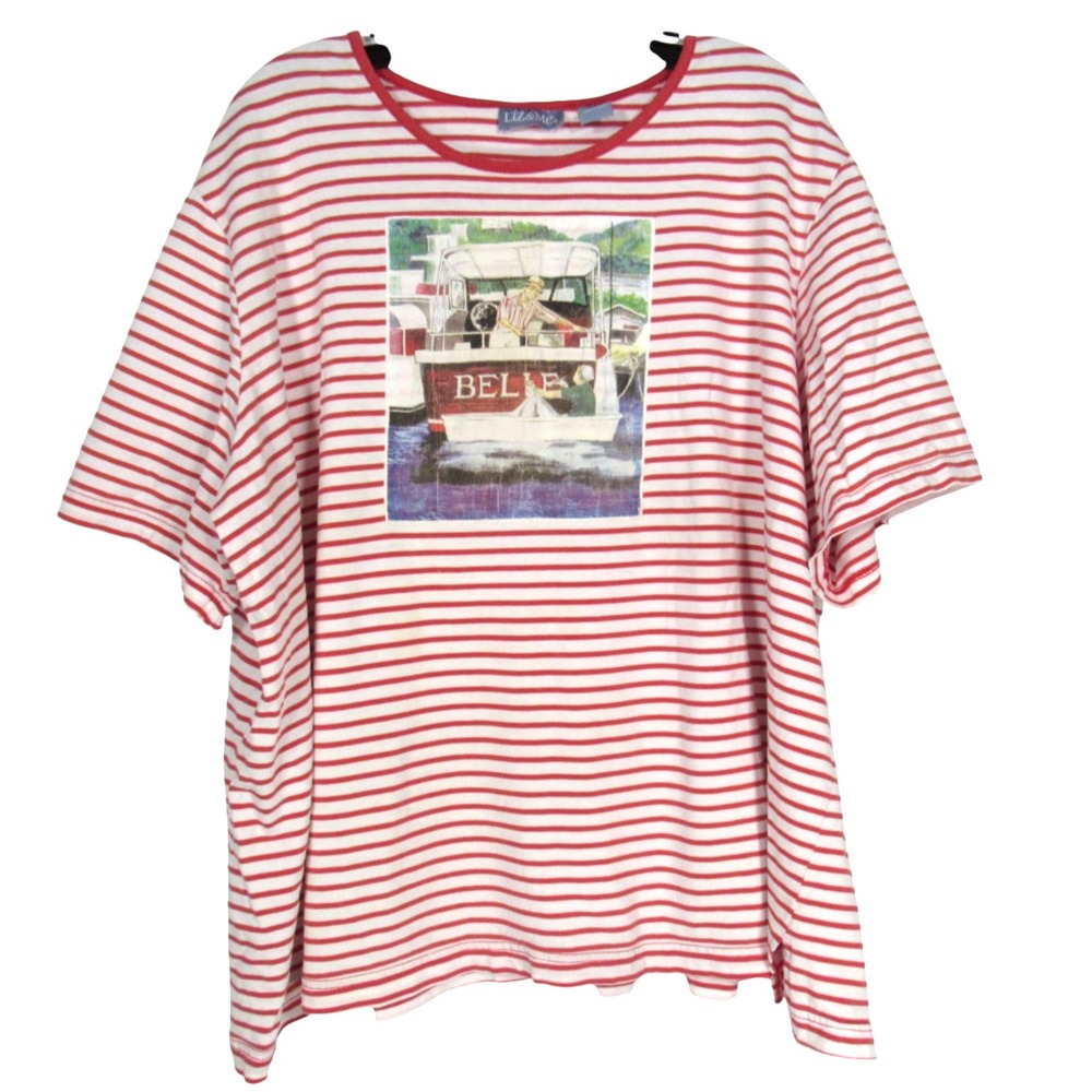 VTG LIZ & ME Stripe BELLE Portraying 60's BURGERMEIST BEER Marina T-Shirt/Tee 3X